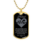 To My Husband | Heartbeat Dog Tag Necklace
