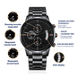 Custom Engraved Black Chronograph Watch