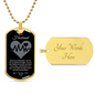 To My Husband | Heartbeat Dog Tag Necklace