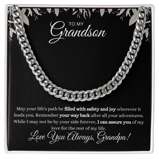 To My Grandson | Cuban Link Chain Necklace | Birthday Gift