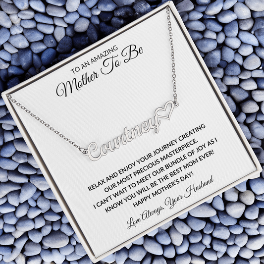 To An Amazing Mother-To-Be | Heart Name Necklace