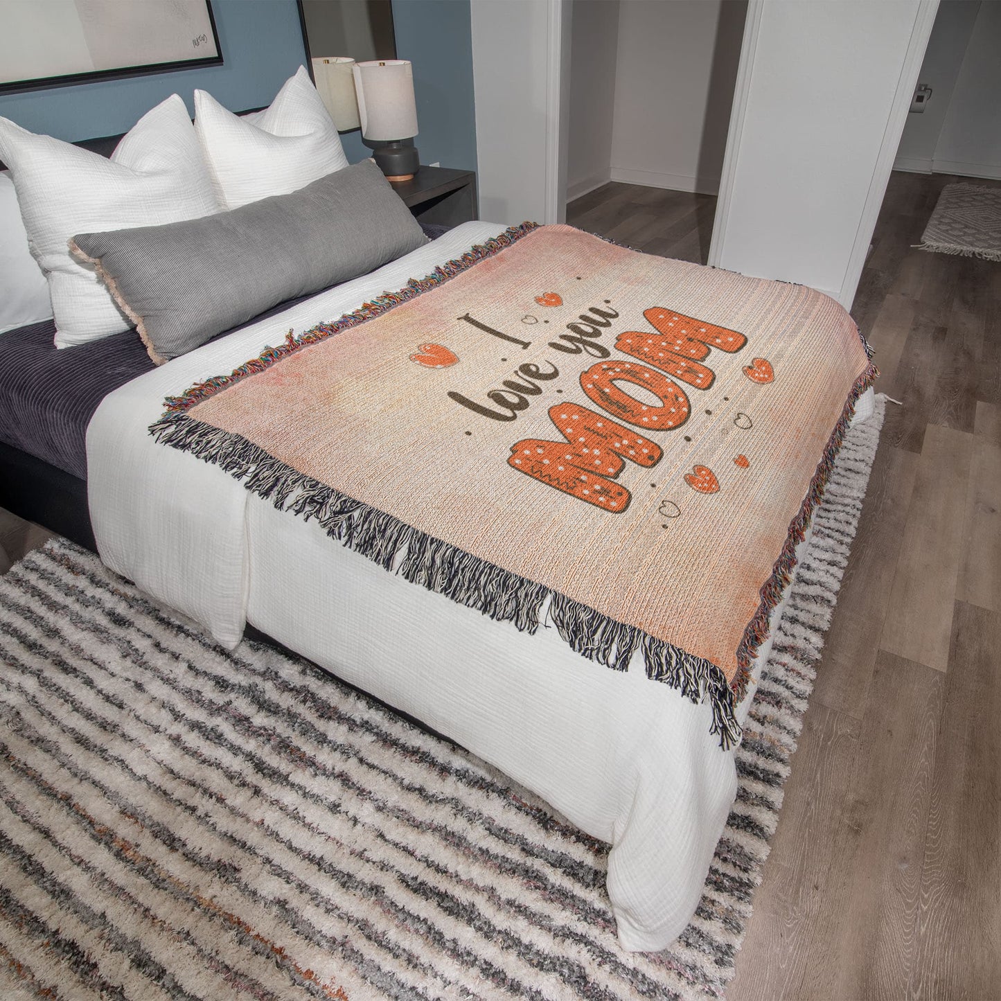 Woven Heirloom Blanket For Mom | I Love You Mom (Red)