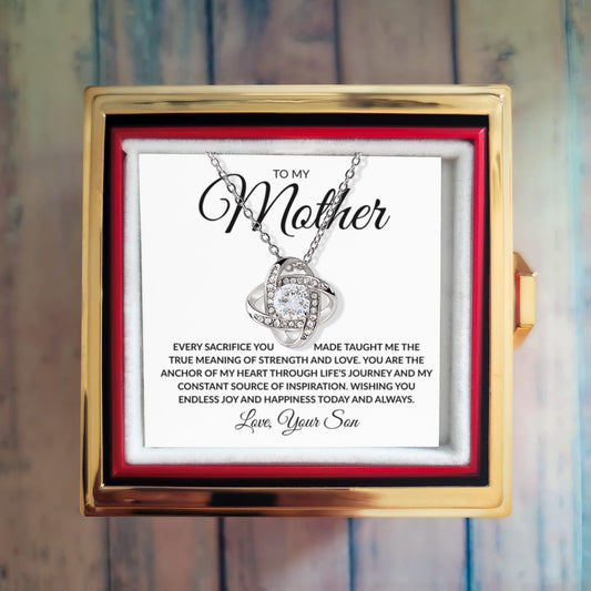 To My Mother | Love Knot Necklace in Rose Box