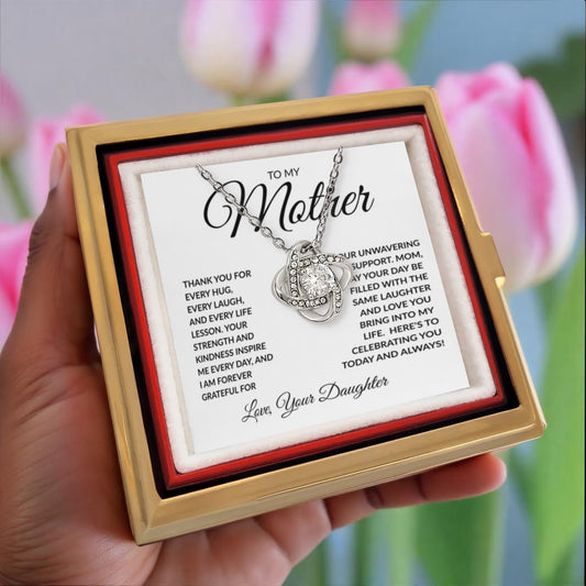 To My Mother | Rose in Bloom Love Knot Necklace