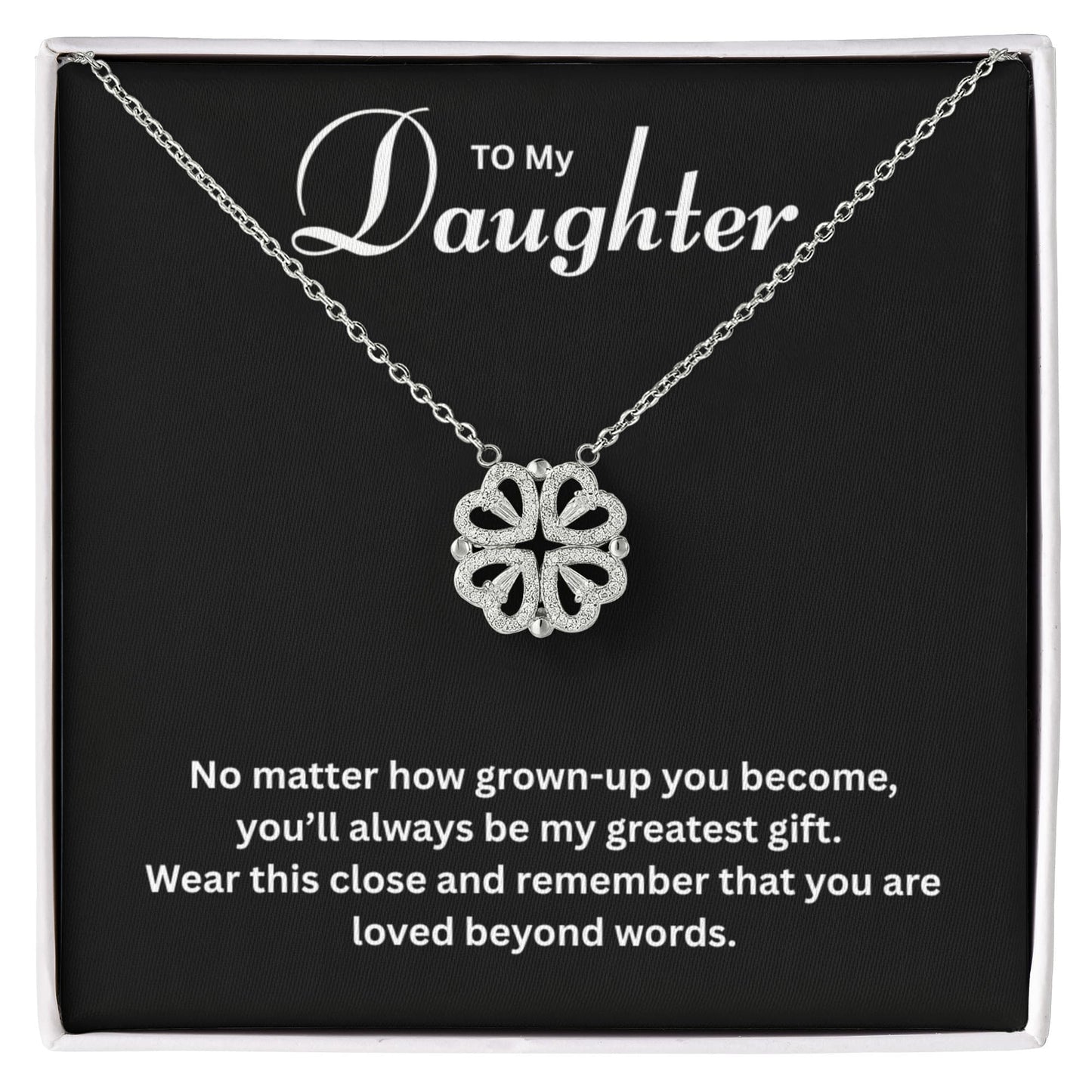 To My Daughter | Magnetic Hearts Clover Necklace | Forever Connected