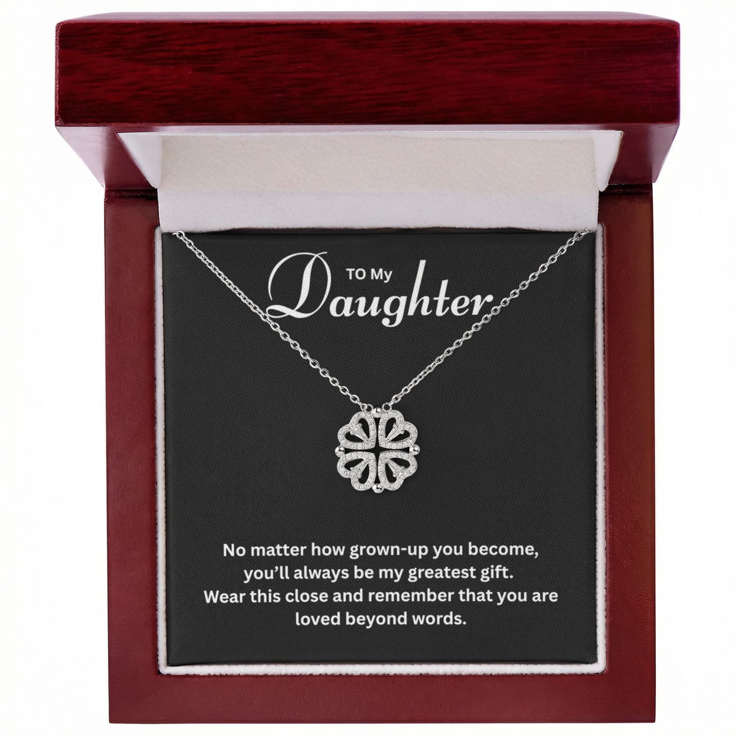 To My Daughter | Magnetic Hearts Clover Necklace | Forever Connected