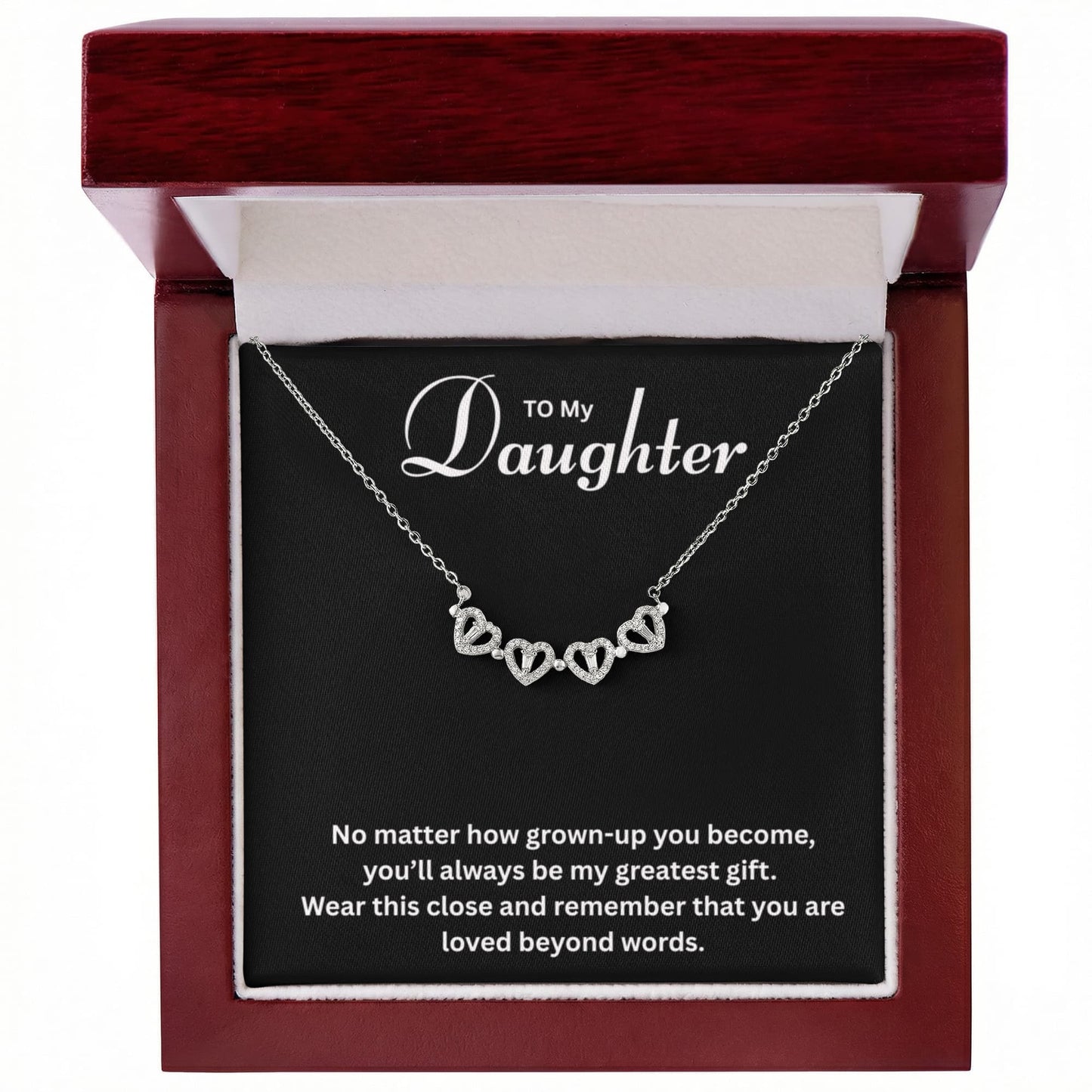 To My Daughter | Magnetic Hearts Clover Necklace | Forever Connected
