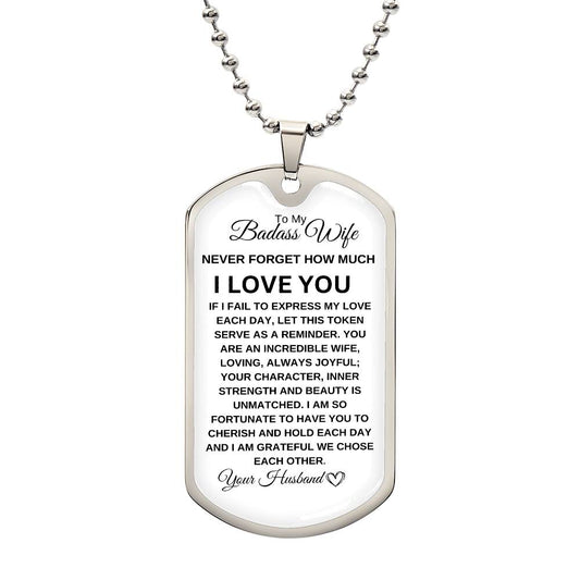 To My Badass Wife | Luxury Dog Tag Necklace