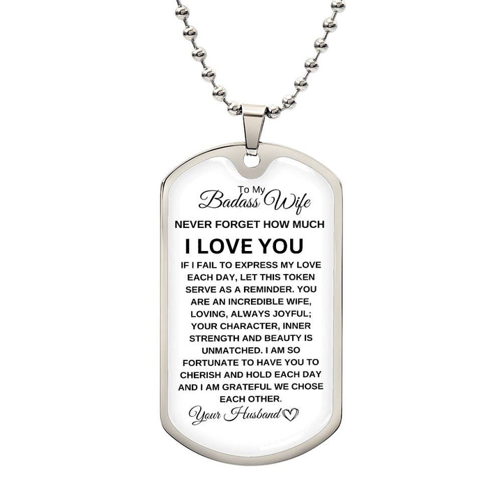 To My Badass Wife | Luxury Dog Tag Necklace