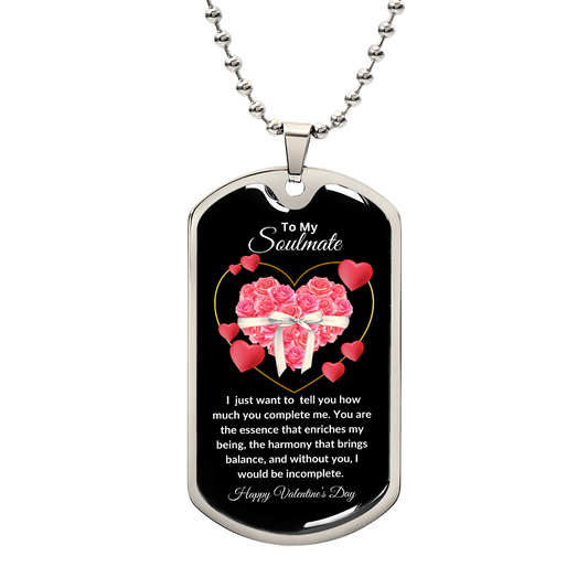 To My Soulmate | Valentine's Day Dog Tag Necklace