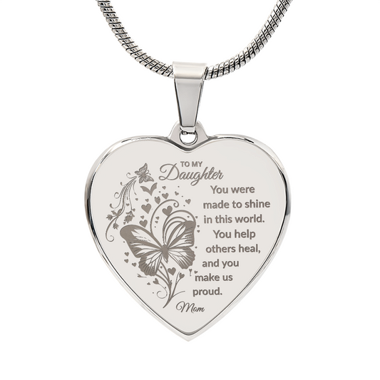 To My Daughter | You Were Made to Shine Engraved Heart Necklace