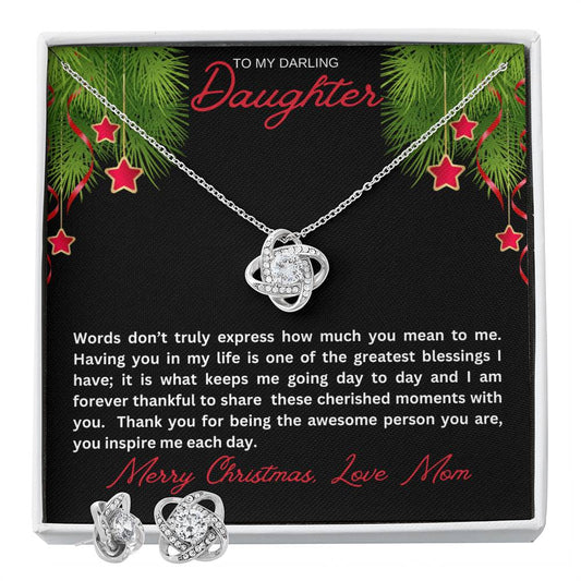 To My Daughter |  You Are The Greatest Blessing Love Knot Necklace & Earring Set