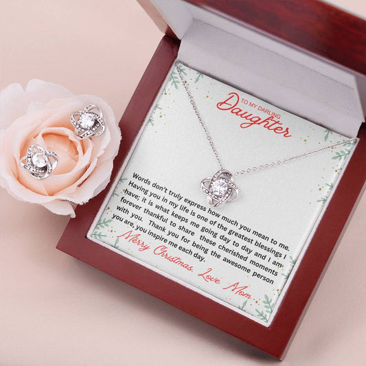 To My Daughter | Cherished Moments with You Love Knot Necklace & Earring Set