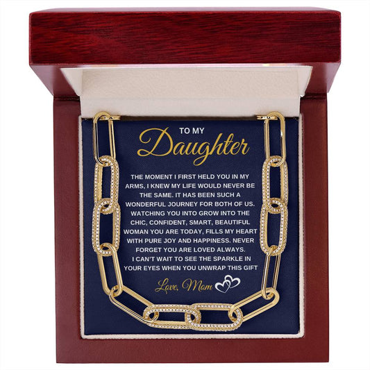 To My Daughter from Mom |  CZ Paperclip Chain Necklace