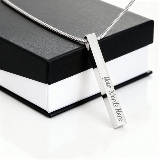 Personalized 4-Sided Bar Necklace | Custom Engraved Name, Date & Bible Verse Necklace | Bridesmaid Gift