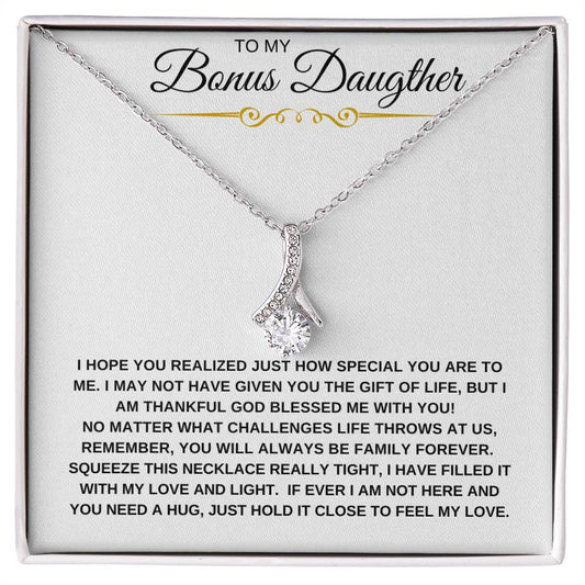 To My Bonus Daughter | I Hope You Realize Alluring Beauty Necklace (Yellow or White Gold)