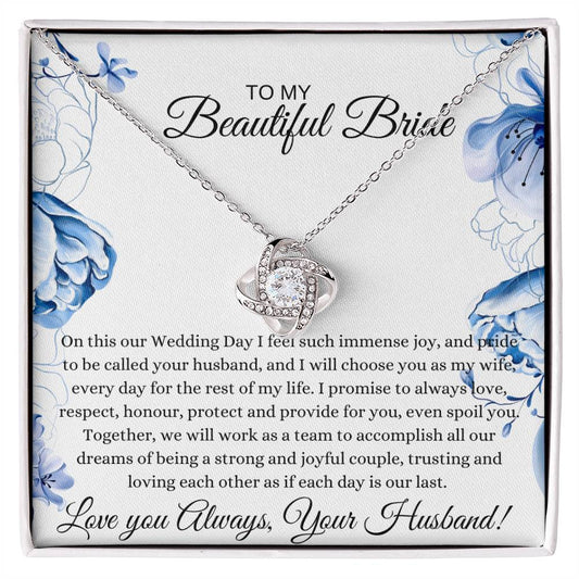 To My Beautiful Bride Love Knot Necklace