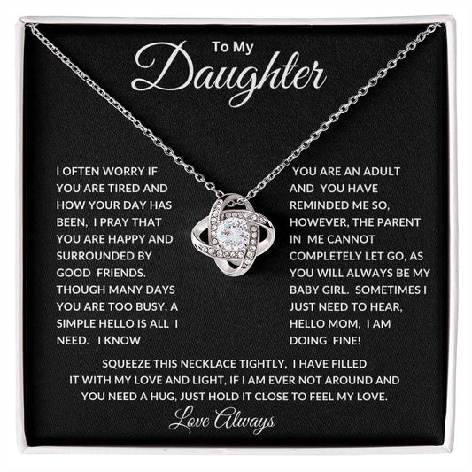 To My Daughter | I Often Worry Love Knot Necklace