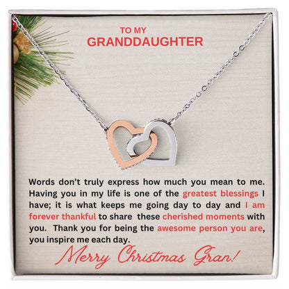 To My Granddaughter | You Mean So Much to Me Interlocking Hearts Necklace