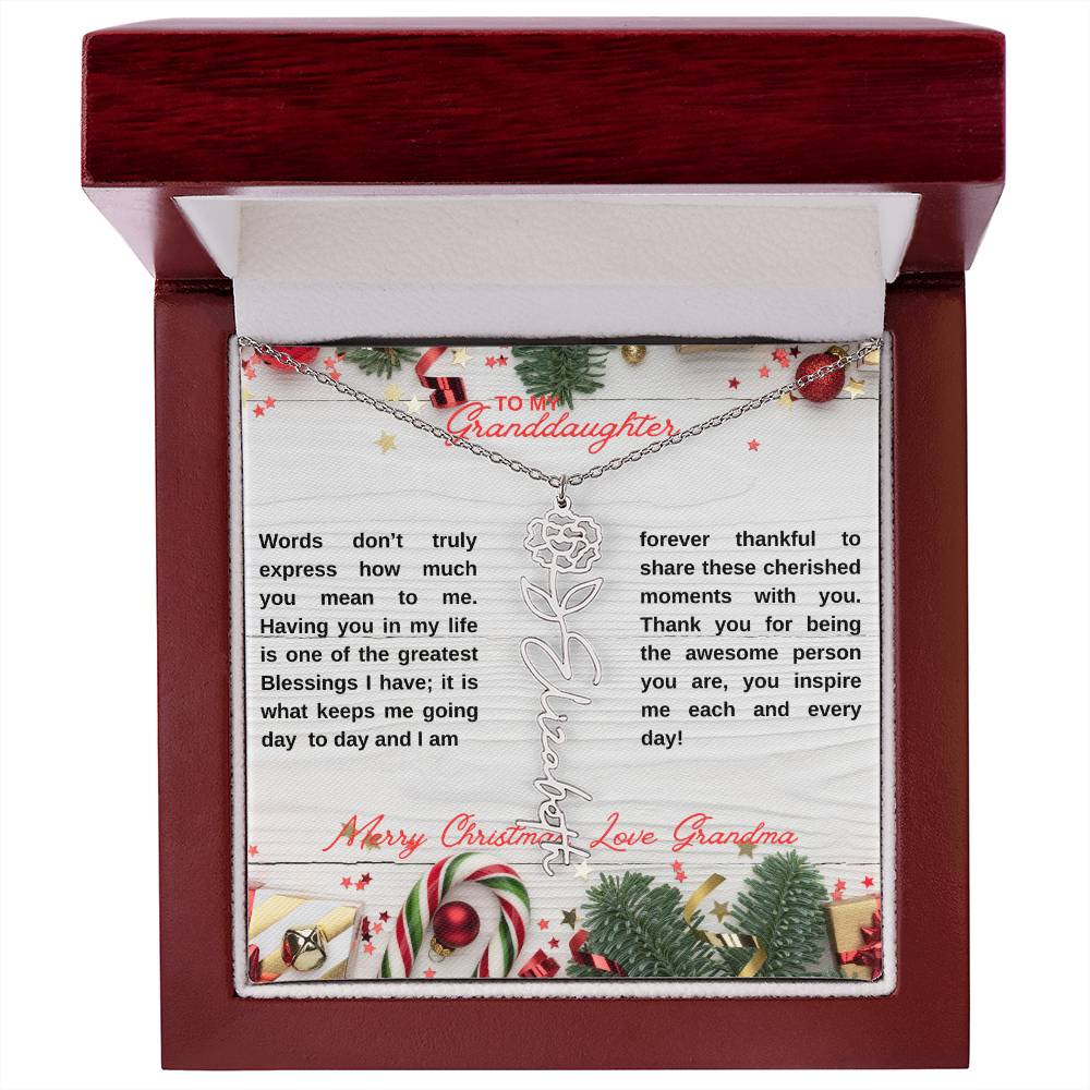 To My Granddaughter| You are the Greatest Blessing Personalized Name Flower Necklace