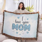 Woven Heirloom Blanket For Mom | I Love You Mom (Blue)