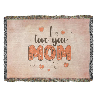 Woven Heirloom Blanket For Mom | I Love You Mom (Red)