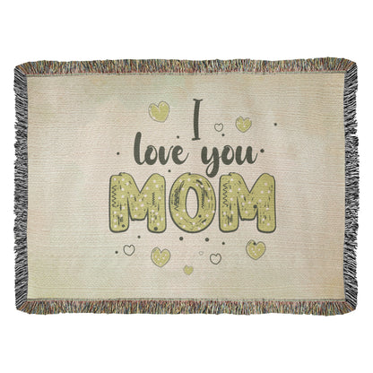 Woven Heirloom Blanket For Mom | I Love You Mom (Green)