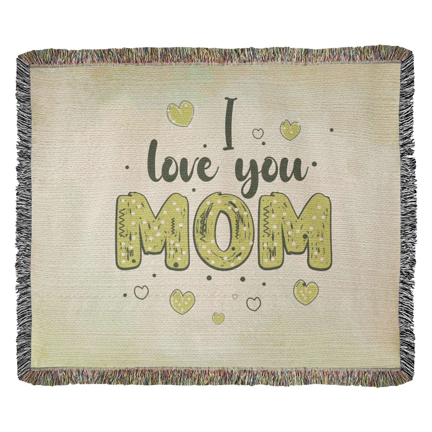 Woven Heirloom Blanket For Mom | I Love You Mom (Green)