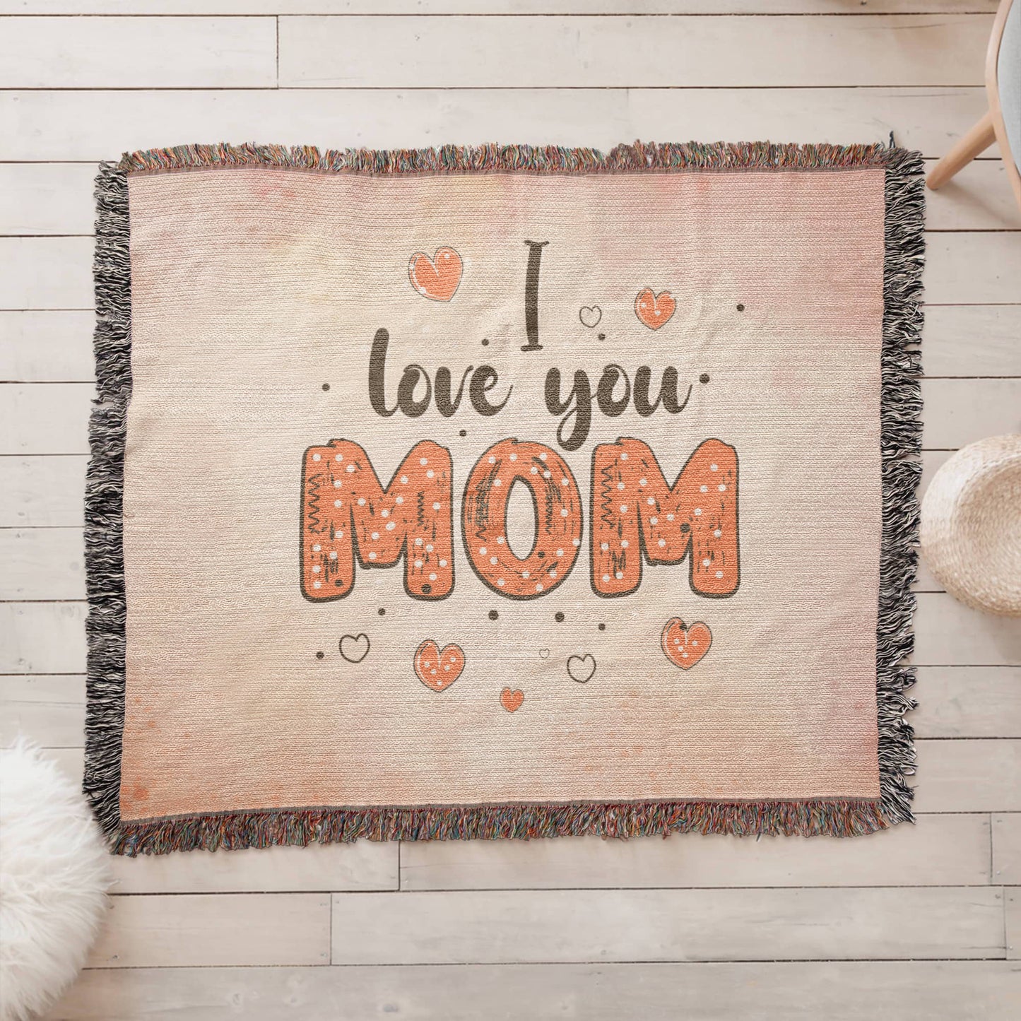 Woven Heirloom Blanket For Mom | I Love You Mom (Red)