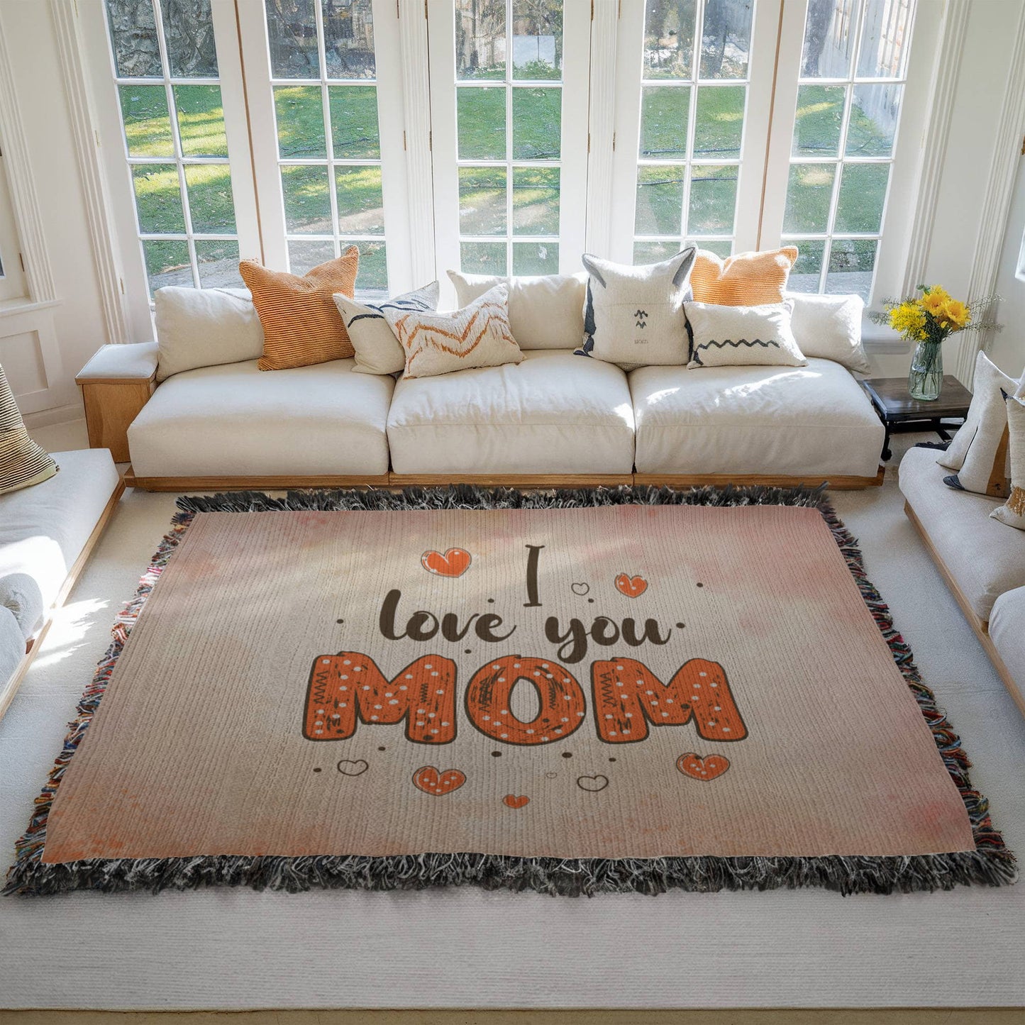 Woven Heirloom Blanket For Mom | I Love You Mom (Red)