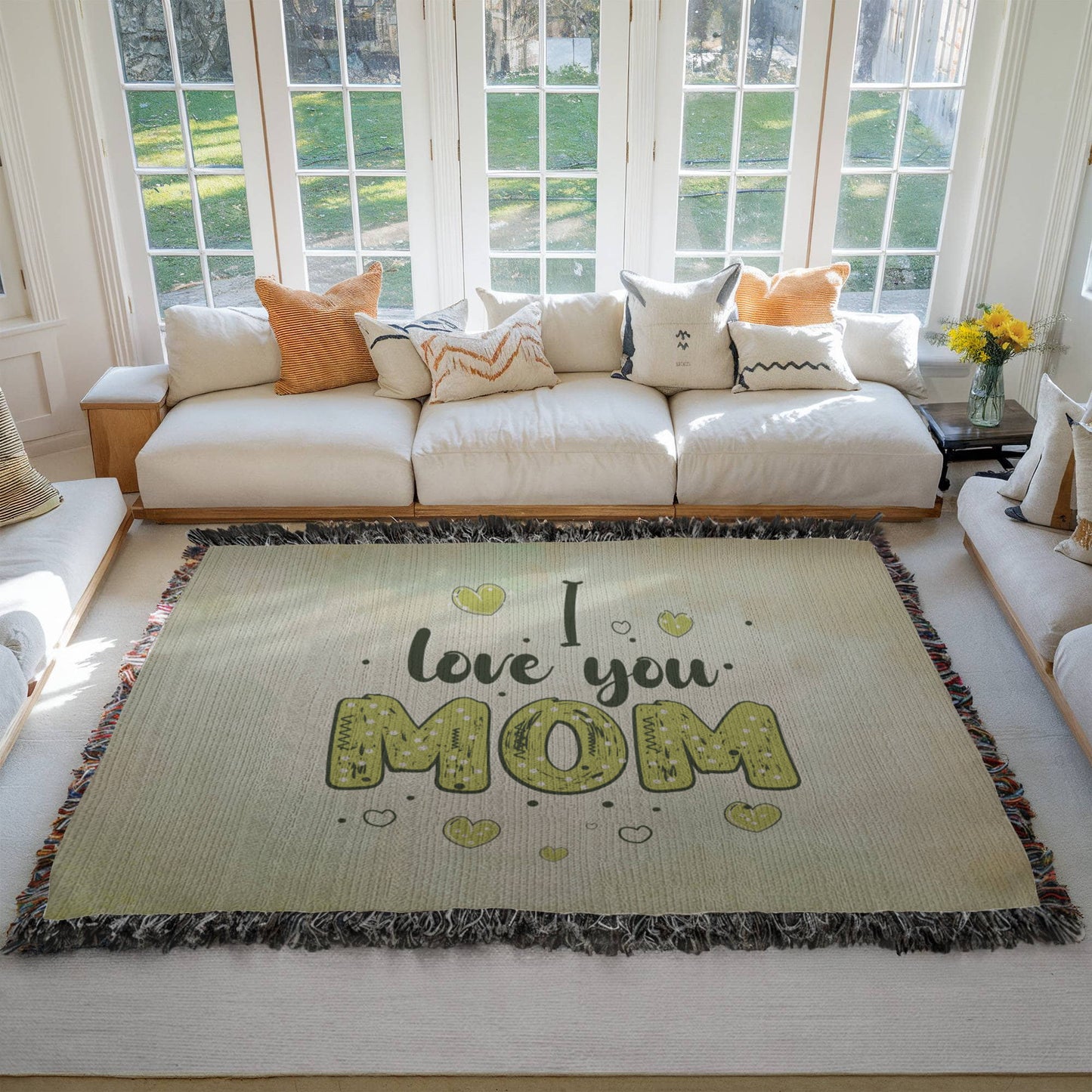 Woven Heirloom Blanket For Mom | I Love You Mom (Green)