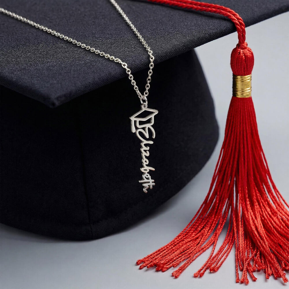 Name Necklace with Graduation Cap