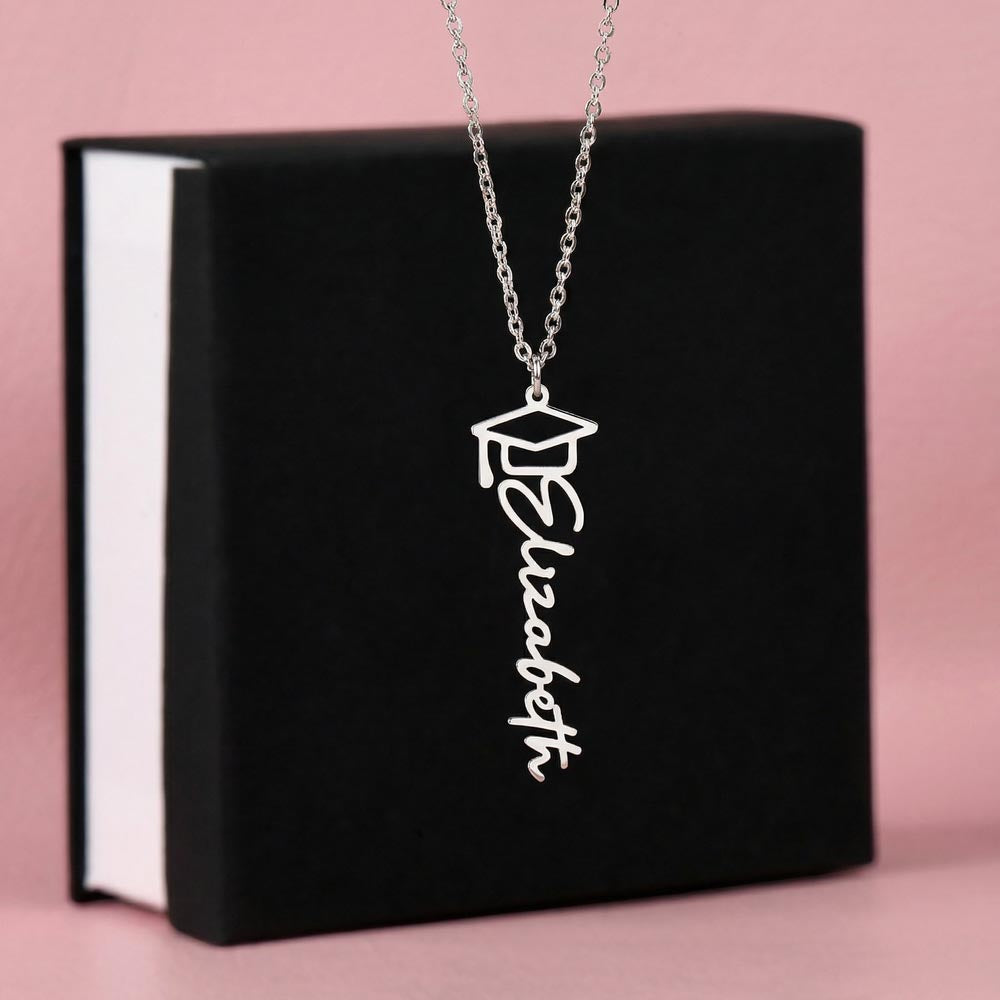 Name Necklace with Graduation Cap
