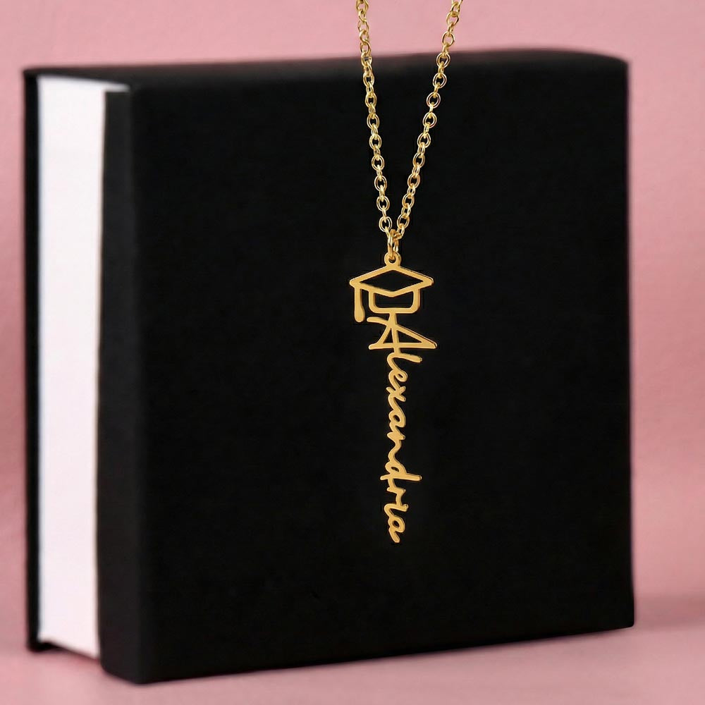 Name Necklace with Graduation Cap