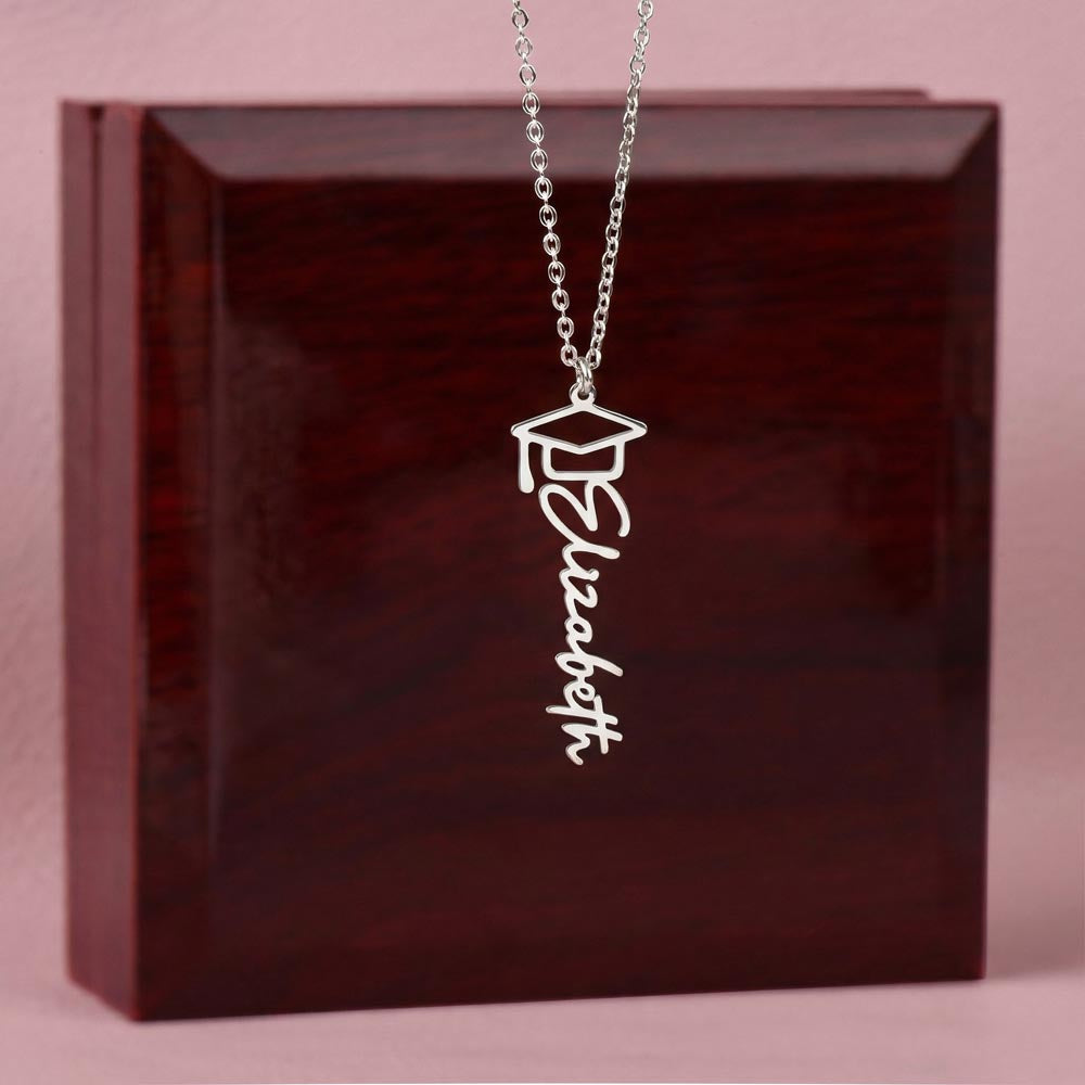 Name Necklace with Graduation Cap