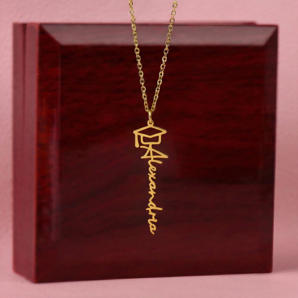 Name Necklace with Graduation Cap