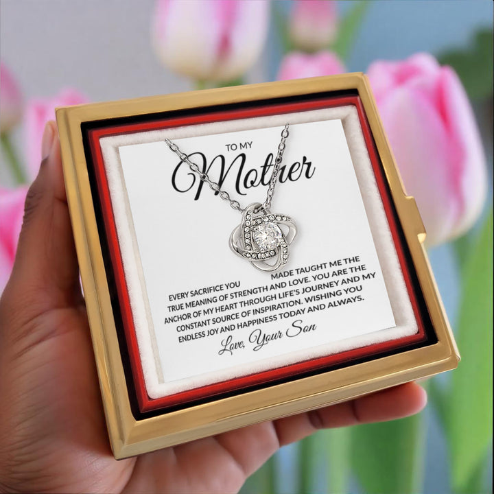 To My Mother | Love Knot Necklace in Rose Box