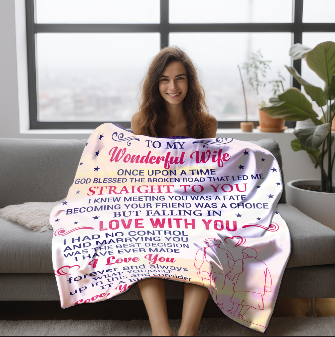 To My Wonderful Wife | Velveteen Plush Blanket