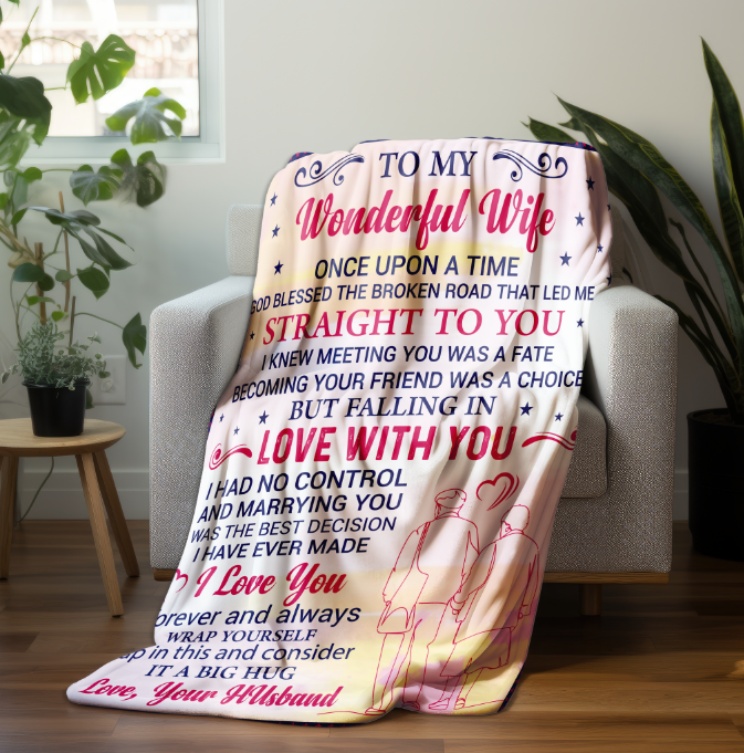 To My Wonderful Wife | Velveteen Plush Blanket